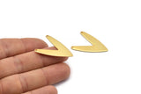 Gold Letter Charm, 2 Gold Plated Brass V Shape Connectors With 2 Holes, Findings (31x22.5x0.80mm) D996 Q0862