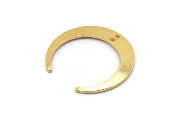 Gold Moon Charm, 2 Gold Plated Brass Crescent Moon Charms With 2 Holes, Pendants, Earrings, Findings (27x26x5x1mm) D0610 Q0689
