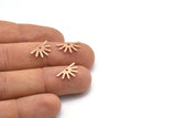 Rose Gold Sun Charm, 12 Rose Gold Plated Brass Sun Charms With 1 Hole (8x15x0.80mm) M02401