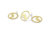 Brass Mountain Earring, 8 Raw Brass Mountain Shaped Stud Earrings (18x0.80mm) M02720 A0239