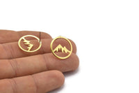 Brass Mountain Earring, 8 Raw Brass Mountain Shaped Stud Earrings (18x0.80mm) M02720 A0239