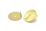 Brass Round Earring, 4 Raw Brass Moon Phases Shaped Round Stud Earrings (22x0.80mm) M02701 A0244
