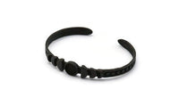 Black Moon Cuff, Oxidized Black Plated Brass Moon Phases Cuff Stone Setting With 1 Pad -  Pad Size 8mm N1667 H1398