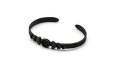 Black Moon Cuff, Oxidized Black Plated Brass Moon Phases Cuff Stone Setting With 1 Pad -  Pad Size 8mm N1667 H1398