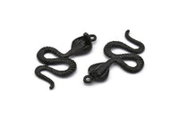 Black Snake Charm, Oxidized Black Brass Cobra Snake Charm With 1 Loop, Pendants, Findings, Earrings (45x26x8x2mm) N1639 H1166