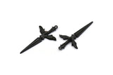 Black Sword Charm, Oxidized Black Brass Sword Charm With 1 Loop, Angel Sword (49x25mm) N1646 H1069