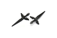 Black Sword Charm, Oxidized Black Brass Sword Charm With 1 Loop, Angel Sword (49x25mm) N1646 H1069