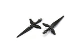 Black Sword Charm, Oxidized Black Brass Sword Charm With 1 Loop, Angel Sword (49x25mm) N1646 H1069