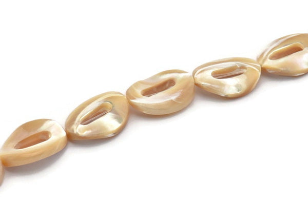 Doğal Sedef Boncuklar, Tam Zincirli Kabuk Boncuklar, İnci Boncuklar (25x18x4,2 mm) X056