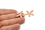Rose Gold Leaf, 4 Rose Gold Plated Brass Leaf Charms With 2 Loops, Pendants, Earrings, Findings (28x23x0.80mm) D0581 Q0741