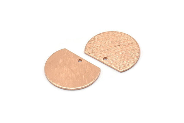 Semi Circle Charm, 4 Rose Gold Plated Brass Textured Half Moon Blanks With 1 Hole, Earrings, Pendants (19x15x0.80mm) D0769