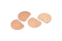Semi Circle Charm, 4 Rose Gold Plated Brass Textured Half Moon Blanks With 1 Hole, Earrings, Pendants (19x15x0.80mm) D0769