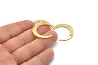 Altın Ay Tılsımı, 1 Delikli 2 Altın Kaplama Pirinç Hilal Ay Tılsımı, Bağlantı Parçaları (26x27x1mm) D0692 Q0760