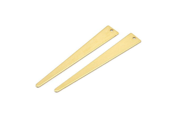 Gold Triangle Charm, 6 Gold Plated Brass Triangle Charms With 1 Hole, Earrings, Findings (48x7x0.50mm) D1093 Q0927