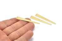 Gold Triangle Charm, 6 Gold Plated Brass Triangle Charms With 1 Hole, Earrings, Findings (48x7x0.50mm) D1093 Q0927