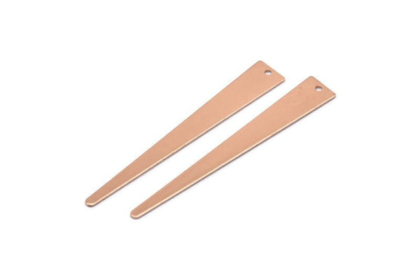 Rose Gold Triangle Charm, 6 Rose Gold Plated Brass Triangle Charms With 1 Hole, Earrings, Findings (48x7x0.50mm) D1093 Q0927