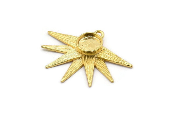 Gold Sun Charm, 2 Gold Plated Brass Sunshine Charms With 1 Loop, Pendants, Earrings (34x26x0.80mm) N0721 Q0810