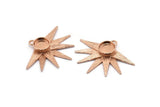 Rose Gold Sun Charm, 2 Rose Gold Plated Brass Sunshine Charms With 1 Loop, Pendants, Earrings (34x26x0.80mm) N0721 Q0810