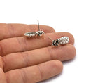 Silver Pineapple Earring, 4 Antique Silver Plated Brass Pineapple Stud Earrings (20x9mm) N1548