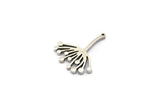 Silver Dandelion Charm, 2 Antique Silver Plated Brass Taraxacum Charms With 1 Loop (30x25x2mm) N1511