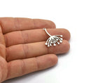 Silver Dandelion Charm, 2 Antique Silver Plated Brass Taraxacum Charms With 1 Loop (30x25x2mm) N1511