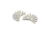 Silver Sun Earring, 2 Antique Silver Plated Brass Rising Sun Flag Stud Earrings (26x14x1.5mm) N1524