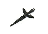 Black Sword Charm, Oxidized Black Brass Sword Charm With 1 Loop, Angel Sword (49x25mm) N1646 H1069