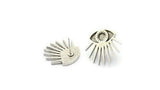 Silver Eye Earring, 2 Antique Silver Plated Brass Eye Stud Earrings (20x22x2mm) N1513