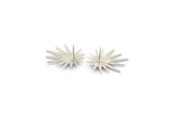 Silver Badge Earring, 2 Antique Silver Plated Brass Rosette Stud Earrings - Pad Size 4mm (29x25mm) N1507