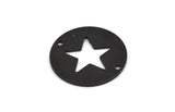 Black Star Connector, 6 Oxidized Black Brass Star Connectors With 2 Holes, Findings, Charms (23x0.9mm) E175