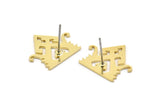 Earring Studs, 8 Raw Brass - Ethnic Motif Shaped Stud Earrings - Brass Earrings - Earrings (15x18x0.80mm) A2742
