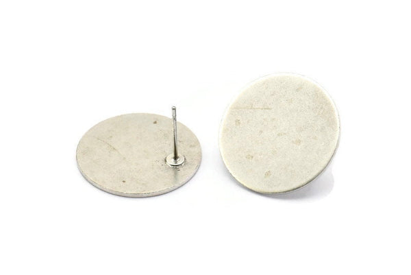 Silver Circle Earring, 4 Antique Silver Plated Brass Circle Stud Earrings (21x0.90mm) M966 A2016