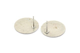 Silver Circle Earring, 4 Antique Silver Plated Brass Circle Stud Earrings (21x0.90mm) M966 A2016