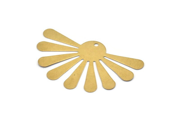 Brass Sun Charm, 6 Raw Brass Sun Charms With 1 Hole, Findings, Earrings (58x36x0.50mm) D1095