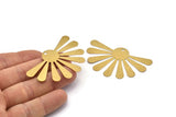 Brass Sun Charm, 6 Raw Brass Sun Charms With 1 Hole, Findings, Earrings (58x36x0.50mm) D1095