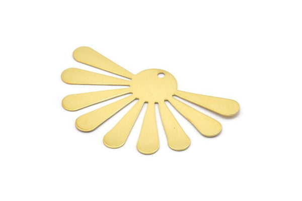 Gold Sun Charm, 6 Gold Plated Brass Sun Charms With 1 Hole, Findings, Earrings (58x36x0.50mm) D1095