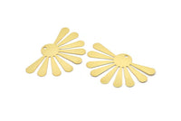 Gold Sun Charm, 6 Gold Plated Brass Sun Charms With 1 Hole, Findings, Earrings (58x36x0.50mm) D1095