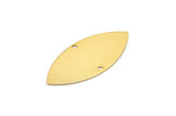 Gold Marquise Charm, 4 Gold Plated Brass Marquise Charms With 2 Holes, Findings (32x15x0.60mm) D1069 Q0889