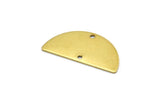 Semi Circle Pendant, 8 Raw Brass Semi Circle Blanks With 2 Holes (32x16x0.80mm) A1140
