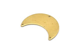 Brass Moon Charm, 10 Raw Brass Moon Charms with 3 Holes, Pendants (28x12x0.80mm) D860