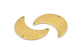 Brass Moon Charm, 10 Raw Brass Moon Charms with 3 Holes, Pendants (28x12x0.80mm) D860
