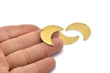 Brass Moon Charm, 10 Raw Brass Moon Charms with 3 Holes, Pendants (28x12x0.80mm) D860