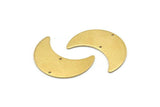 Brass Moon Charm, 10 Raw Brass Moon Charms with 2 Holes, Pendants (28x12x0.80mm) D862