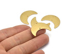 Brass Moon Charm, 10 Raw Brass Moon Charms with 2 Holes, Pendants (28x12x0.80mm) D862