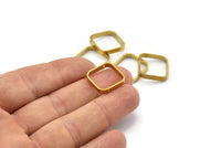 Pirinç Kare Charm, 2 Delikli 12 Ham Pirinç Kare Bağlantı Parçası, Minimalist Kolye Parçaları (16,5x2,9x0,9 mm) BS 2342