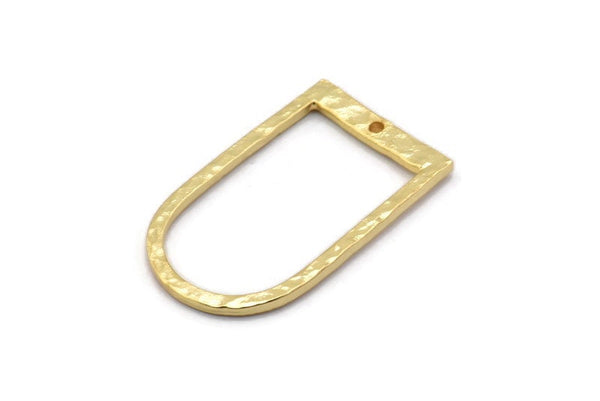 D Şekilli Halkalar, 1 Delikli 3 Altın Kaplama Pirinç Çekiçlenmiş D Şekilli Konnektör, Halkalar (29x17x1,3 mm) BS 1875 Q0570