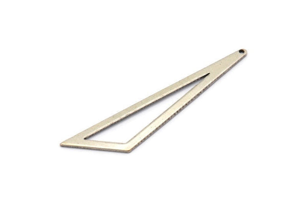 Open Triangle Charm, 2 Antique Silver Plated Brass Triangle Charms with 1 Hole (59x47x18x0.80mm) Bs 1291 H0062