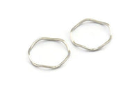 Silver Circle Rings, 12 Silver Tone Brass Wavy Circle Rings, Connectors (17x0.8x0.8mm) E189 H0552