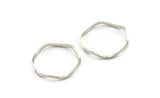 Silver Circle Rings, 12 Silver Tone Brass Wavy Circle Rings, Connectors (17x0.8x0.8mm) E189 H0552