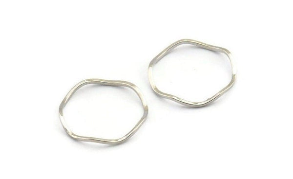 Silver Circle Rings, 12 Silver Tone Brass Wavy Circle Rings, Connectors (17x0.8x0.8mm) E189 H0552